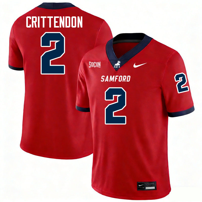 Samford Bulldogs #2 Quincy Crittendon College Football Jerseys,Uniforms-Red